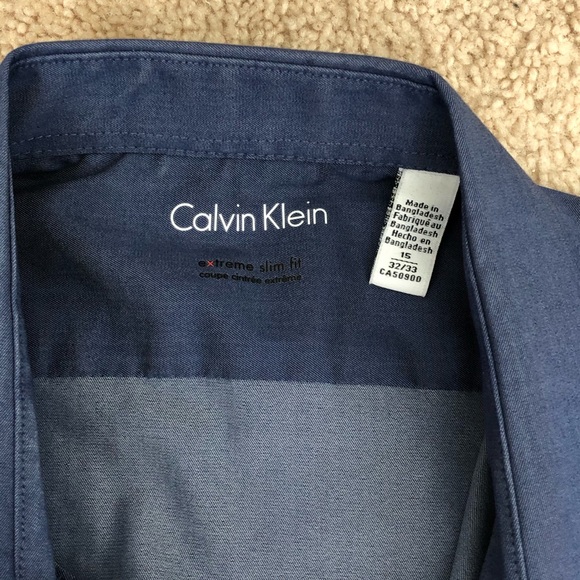 Calvin Klein Slim Dress Shirt in Navy - Picture 5 of 6